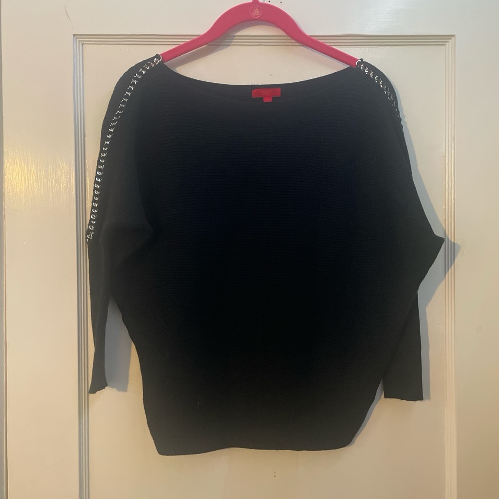 Black Sweater with Chain Detail